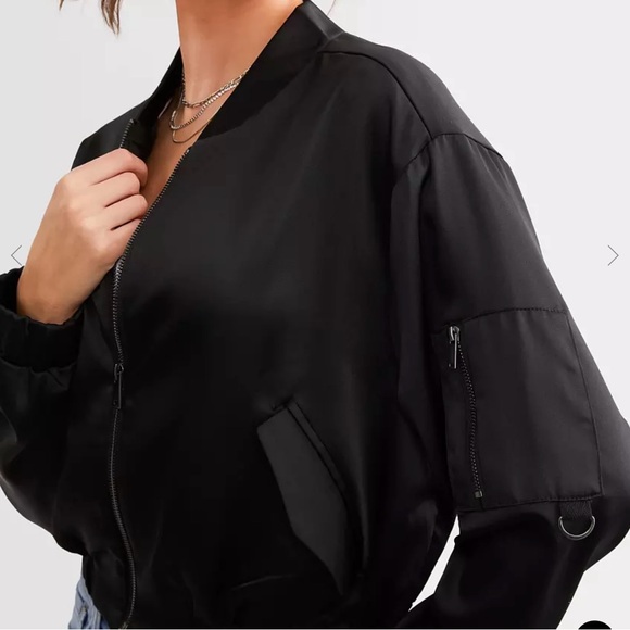 Stoosh Satin Cropped Bomber Jacket - Picture 4 of 9